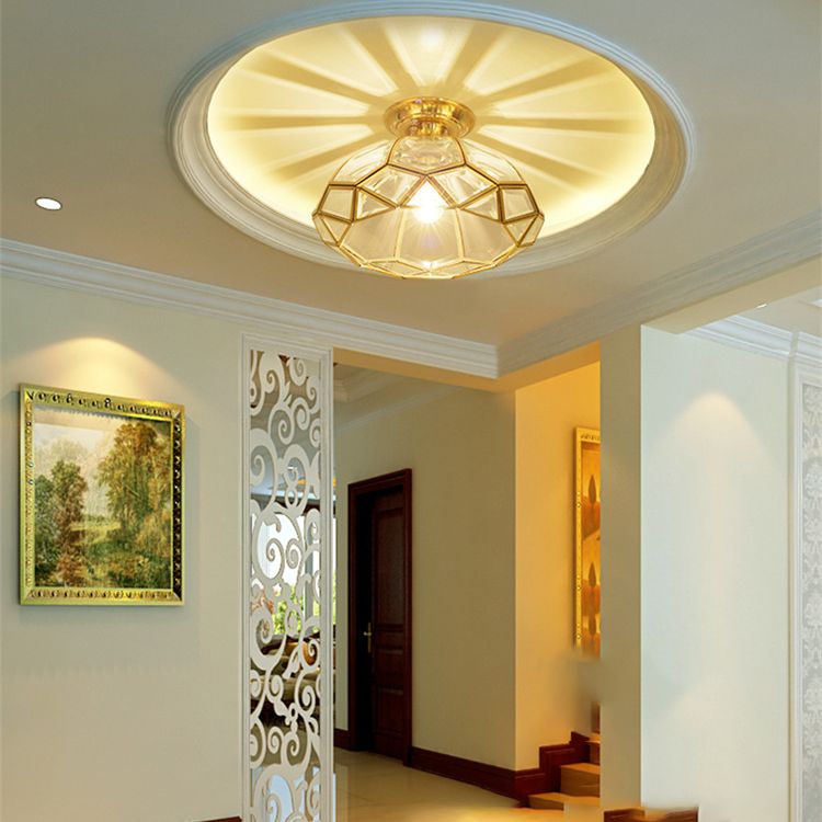 1 Light Traditional Semi Flush Ceiling Light Beveled Translucent Glass Semi Flush Light Fixtures