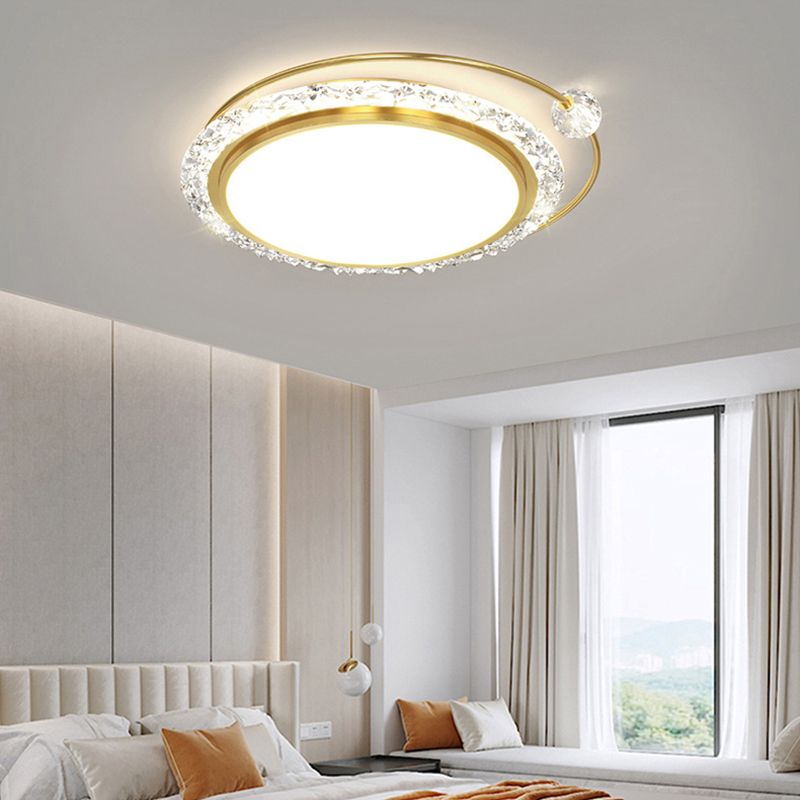 Circular Flush Mount Fixture Modern Metal Flush Light for Bedroom