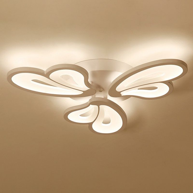 Acrylic Butterfly Flush Mount Light Contemporary White LED Semi Flush Ceiling Light