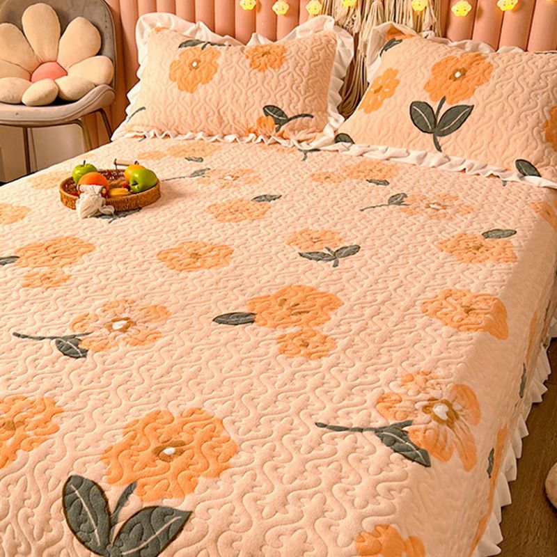 Fitted Sheet Polyester Floral Printed Breathable Wrinkle Resistant Bed Sheet Set