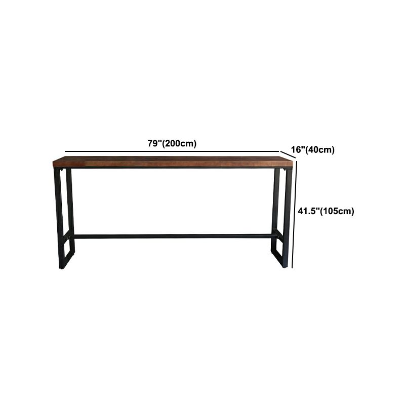 Pine Wood Bar Dining Table Industrial Rectangle Bar Table with Trestle for Dining Room