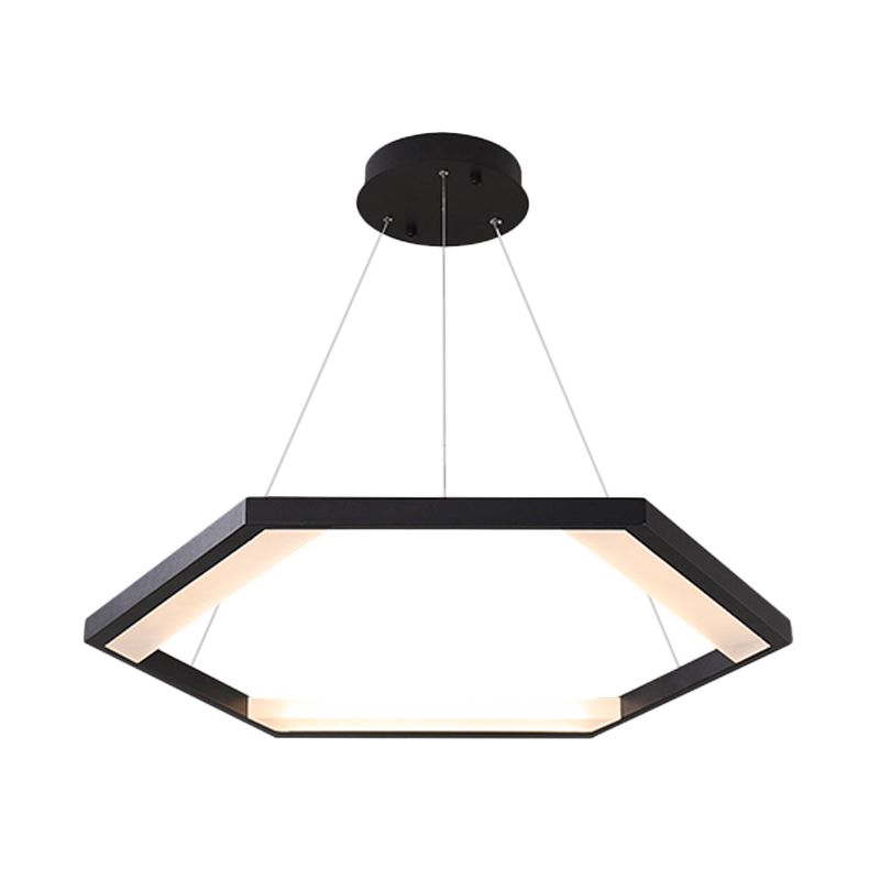 Hexagon Acrylique Chandelier Moderniste 1/2/3 Lights Black LED Plafond suspendu Light en blanc / lumière chaude