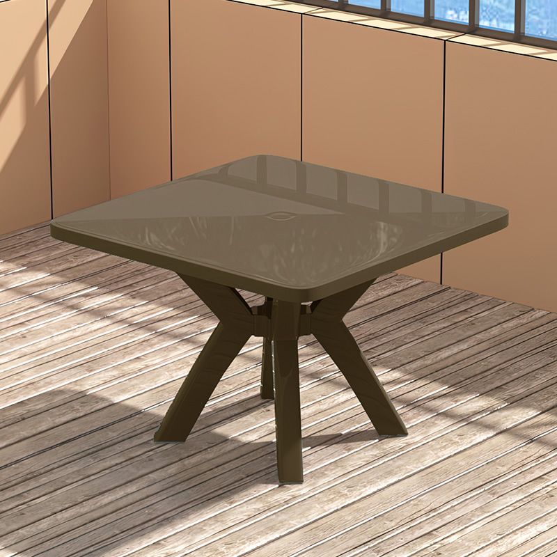 Modern Water Resistant Dining Table Plastic Square Patio Table with Umbrella Hole