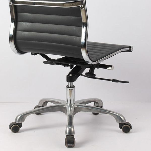 Modern Black Office Chair Adjustable Seat Height Faux Leather Desk Chair with Wheels