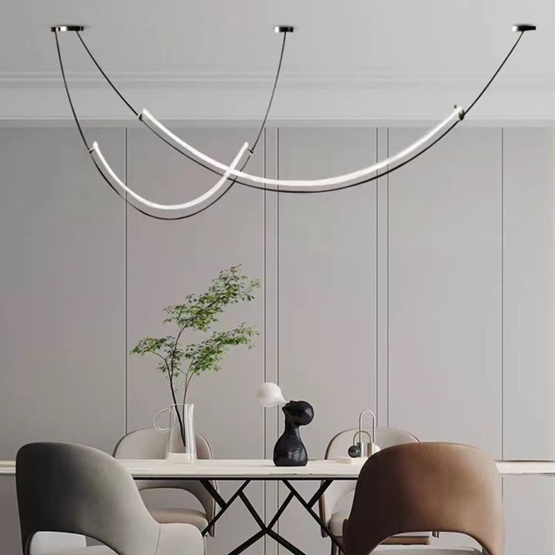 Acrylic Linear Island Lighting Modern Chandelier Lamp for Dining Room