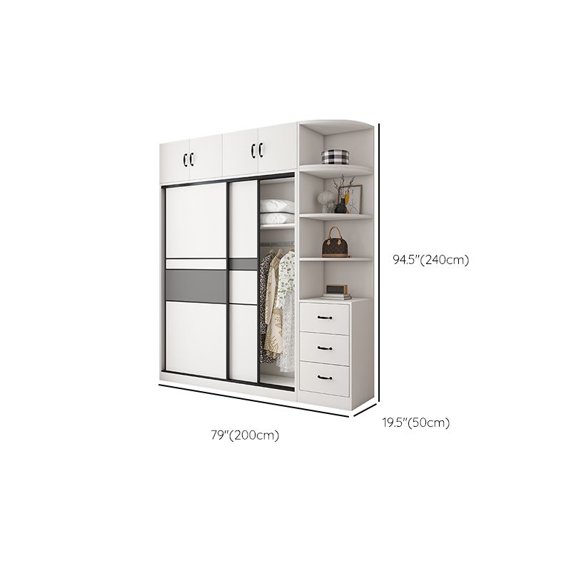 White and Gray Armoire Cabinet with Shelves Contemporary Youth Armoire