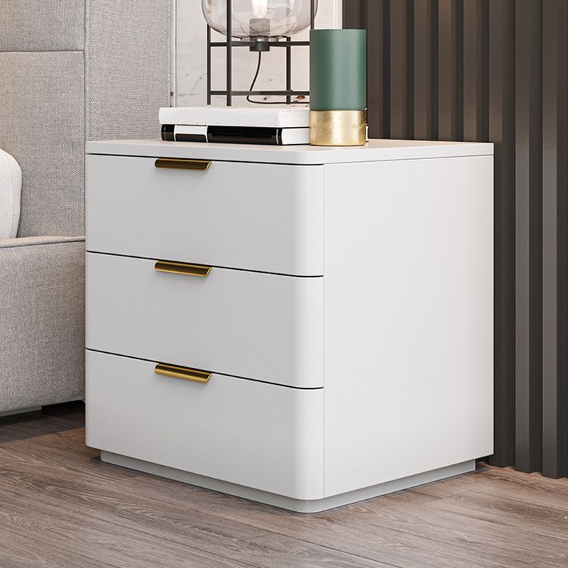 Contemporary Accent Table Nightstand Leather Nightstand with 3 Drawers