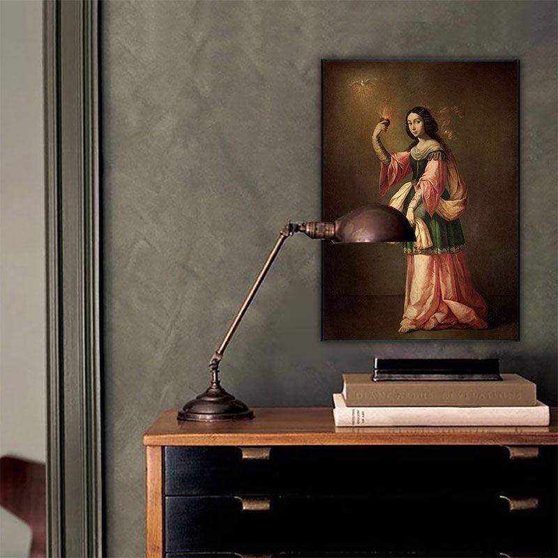 Retro Allegory of Charity Painting Brown Textured Wall Art Print for House Interior