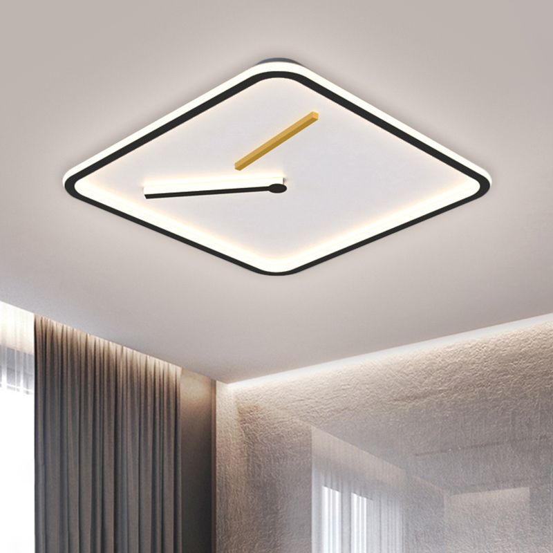 Acrylic Square LED Flush Mount Lamp Simplicity Black/Gold Close to Ceiling Lighting in Warm/White Light, 16"/19.5" Wide