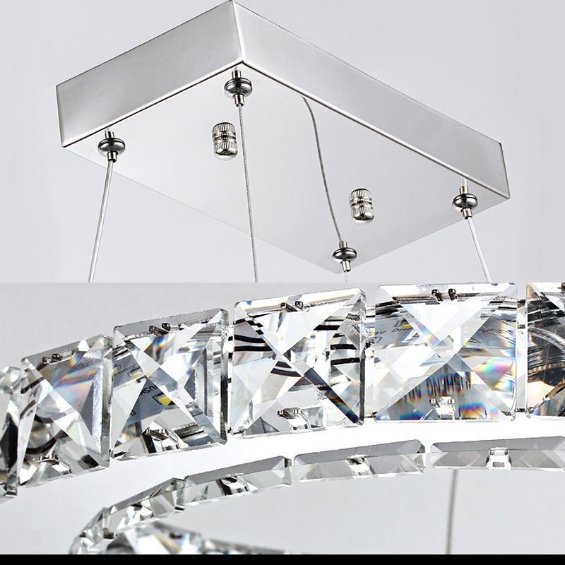 S-Shaped Chandelier Light Modern Style Crystal Chrome LED Hanging Light in Warm/White Light for Kitchen