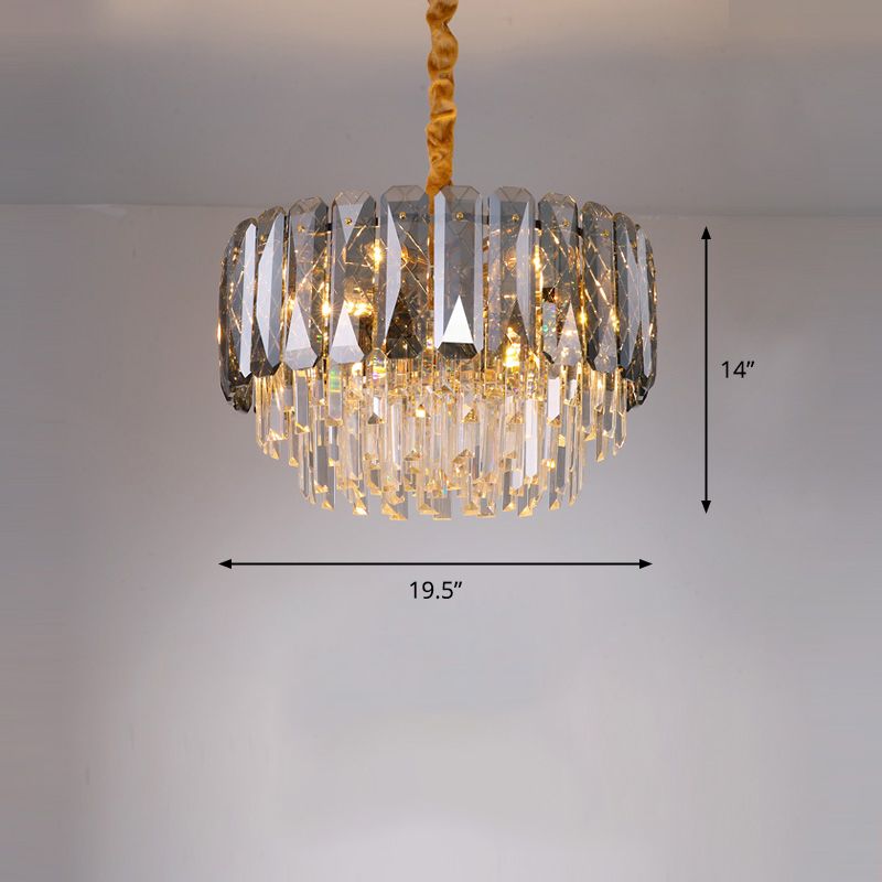 Clear Crystal Layers Chandelier Lighting Contemporary Ceiling Pendant Light for Bedroom