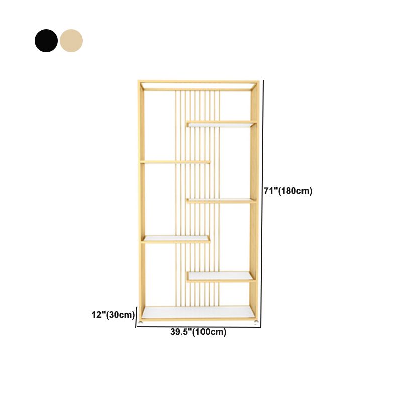 Gold and Black Etagere Book Shelf Vertical Open Home Bookshelf with 6 Shelves