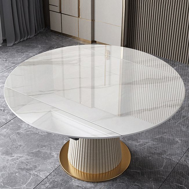 Sintered Stone Top Round Table for Restaurant Luxury Dining Table with Pedestal Base