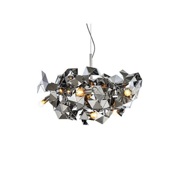 Aluminum Abstract Ceiling Pendant 6 Lights Post Modern Metal Hanging Lamp in Black/Gold/Silver