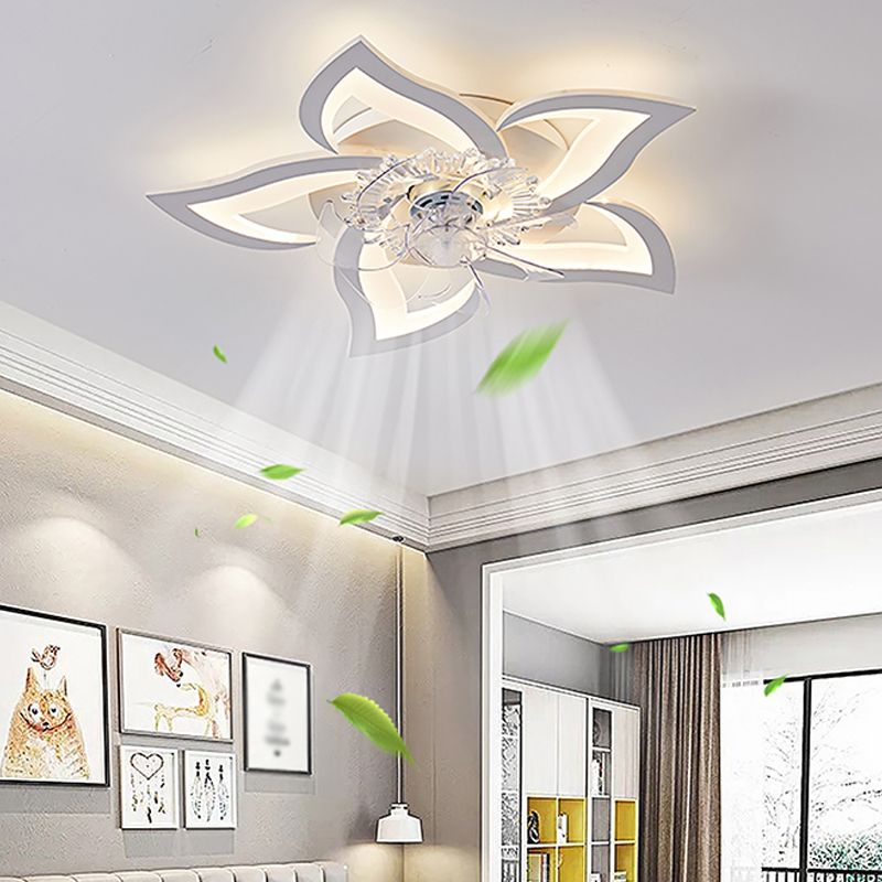 Nordic Metal Ceiling Fan Lamp Multi-Head Flush Mount Light Fixture with ABS Fan Blade