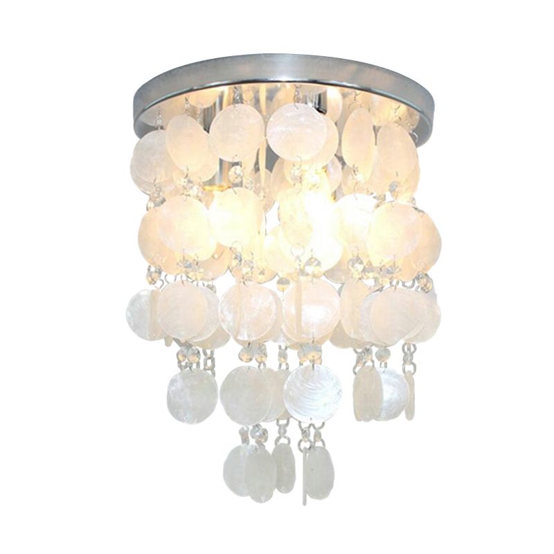 Vent Chime Pendentif Chandelier Nordique Shell Blanc 1 Pendentif Pendentif Lamp, 8 "/12" /16 " Dia