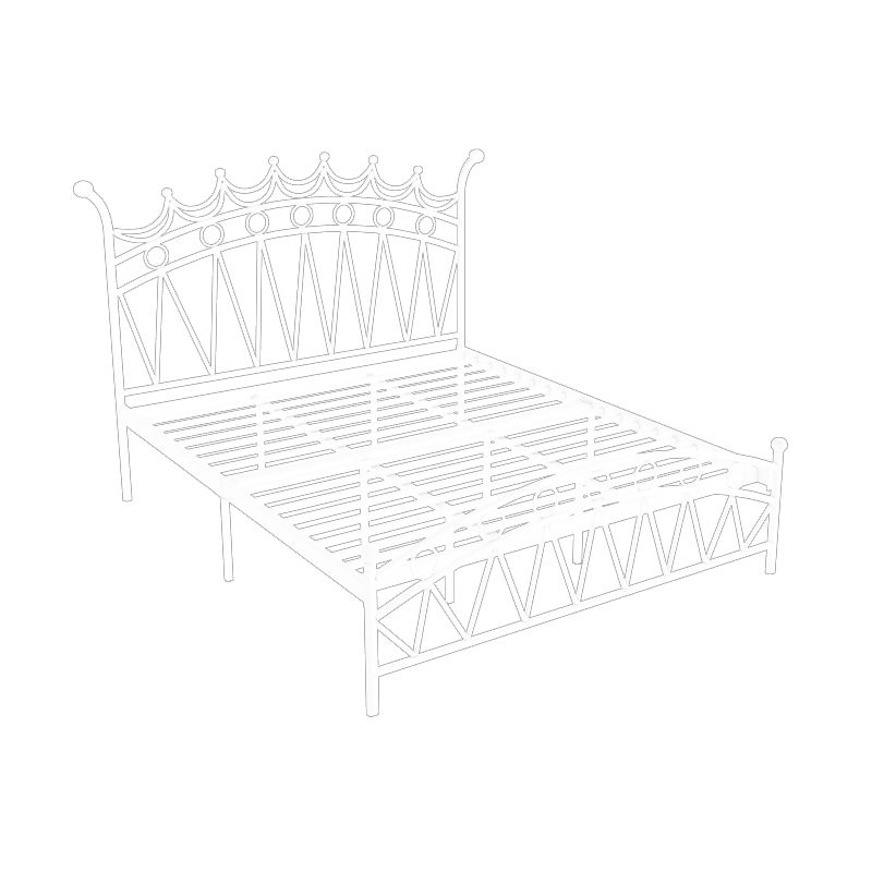 Contemporary Metal Crown High Bed Frame Open-Frame Wire-Grid Bed