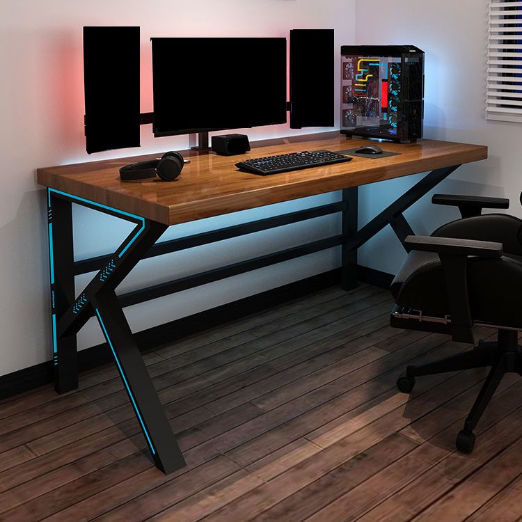 Industrial Wood Computer Desk Rectangular Natural Gaming Desk