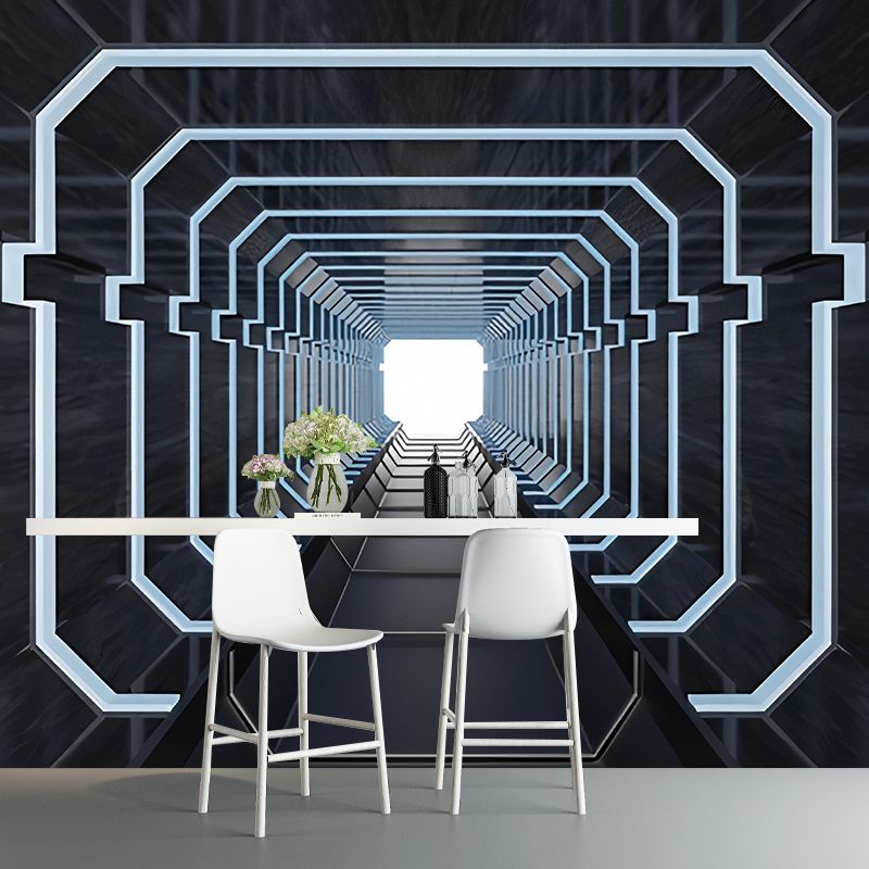 Modern Wall Art for Meeting Room, Black and White 3D Outstretched Tunnel, Made to Measure