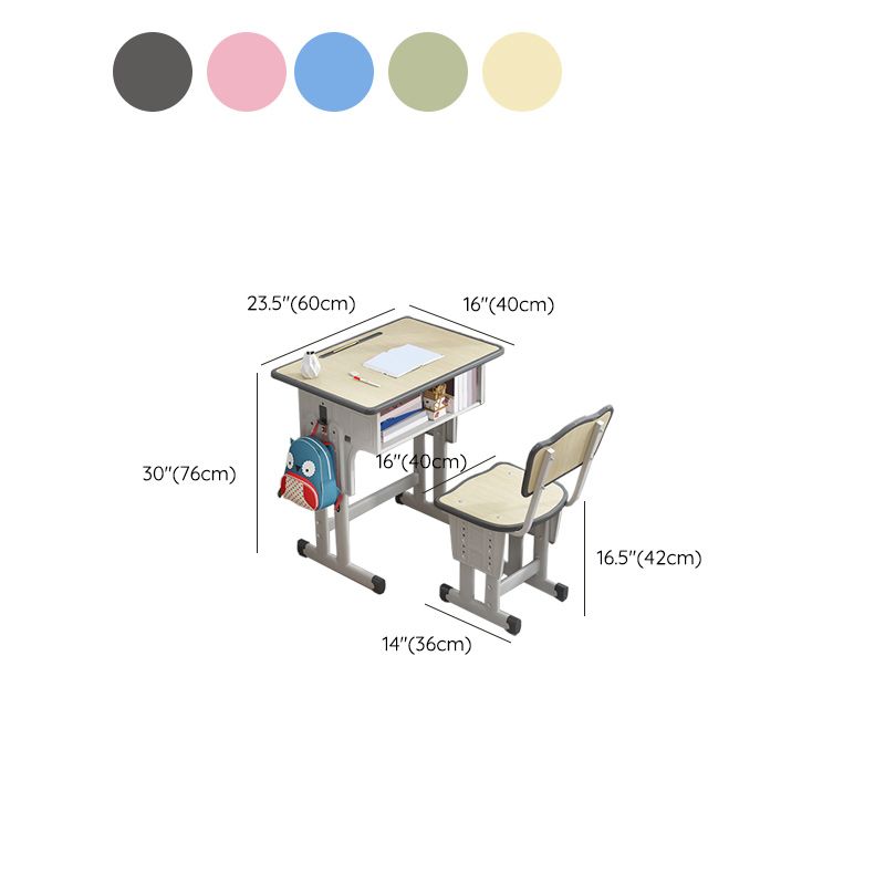 Engineered Wood Writing Home Desk Table and Chair Set with Storage