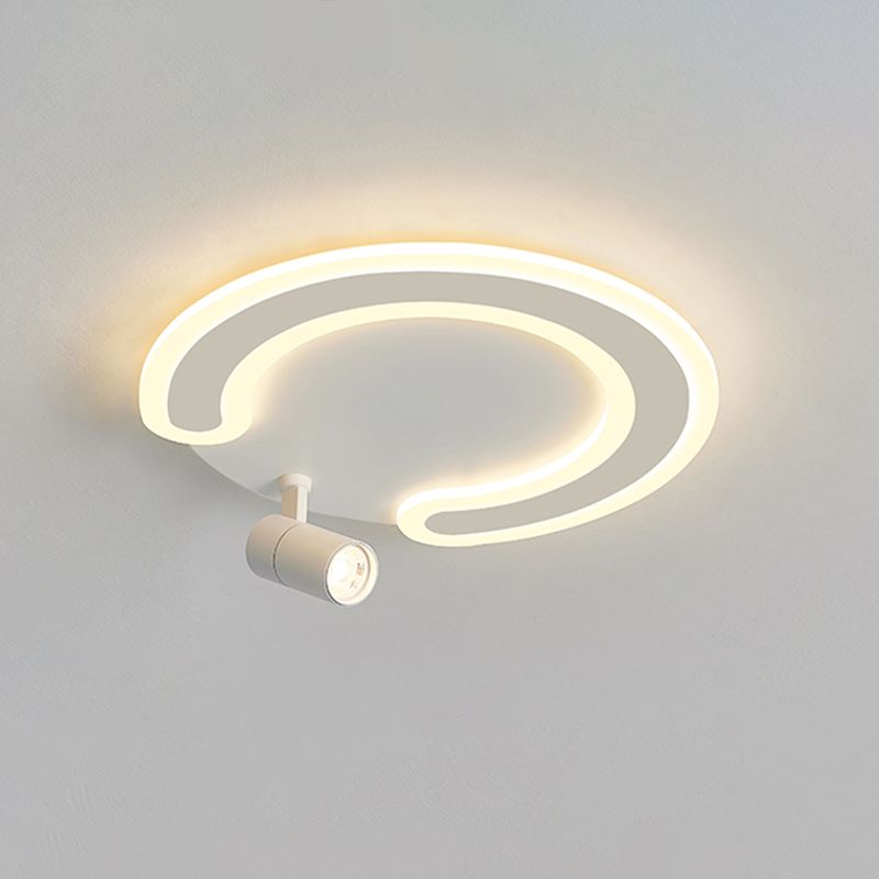 Circular LED Semi Flush Mount in Modern Creative Style Acrylic Indoor Ceiling Light in White