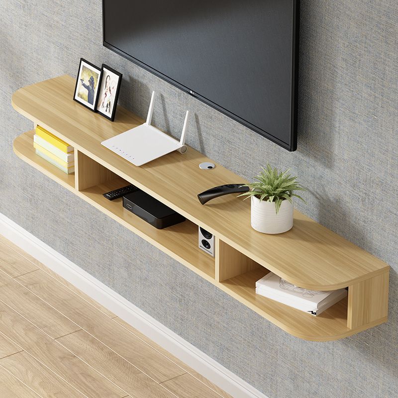 Modern Wood TV Stand Wall-mounted TV Console with 4 Shelving Space