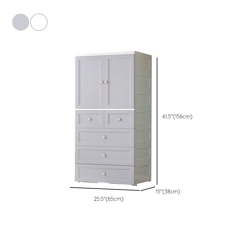 Plastic Kid's Wardrobe Garment Rod Included Armoire Cabinet for Indoor