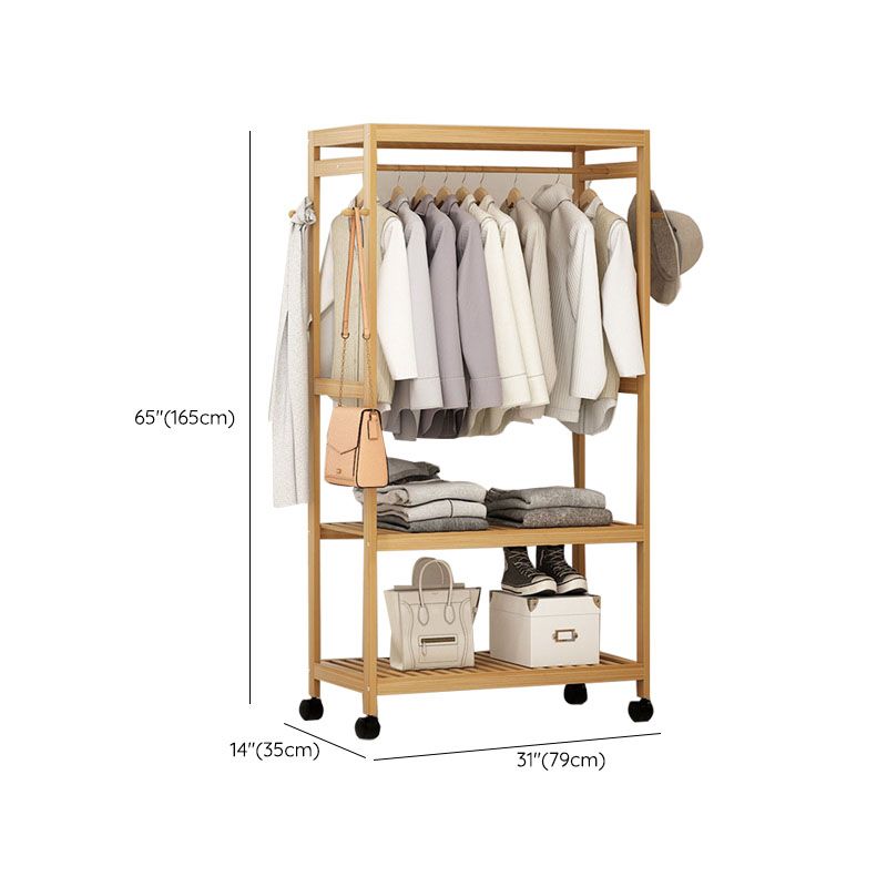 Wooden Coat Rack Modern Style Minimalist Household Floor-standing Coat Rack with Pulley