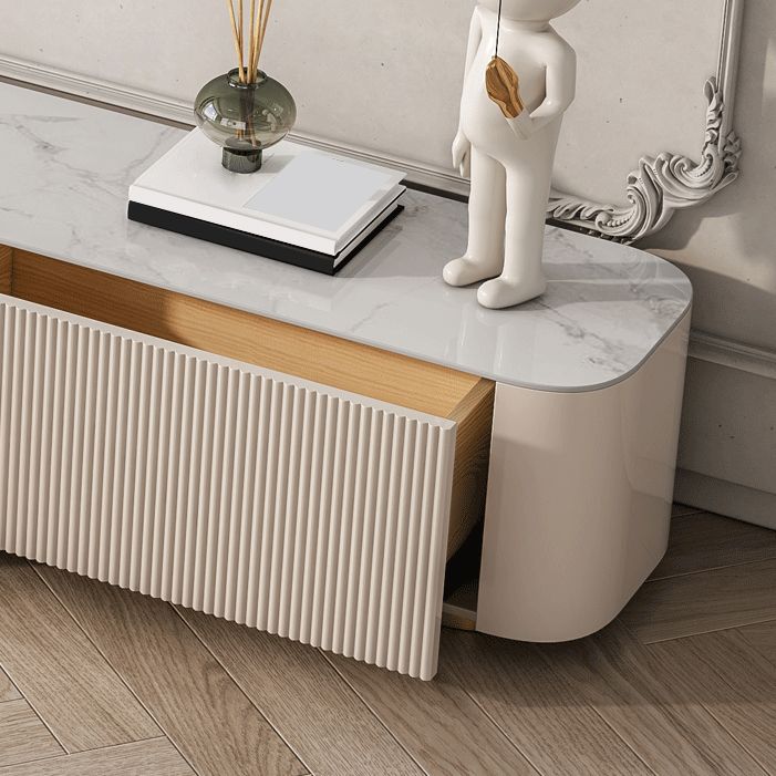 Stone TV Media Stand Contemporary Stand Console with 4 Drawers