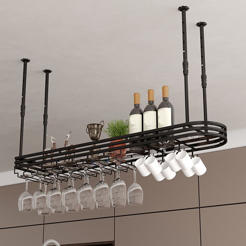 Industrial Hanging Wine Holder Rack Metal Wine Shelf for Kitchen