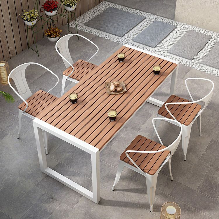 Contemporary Brown Dining Table Rectangle UV Resistant Dining Table