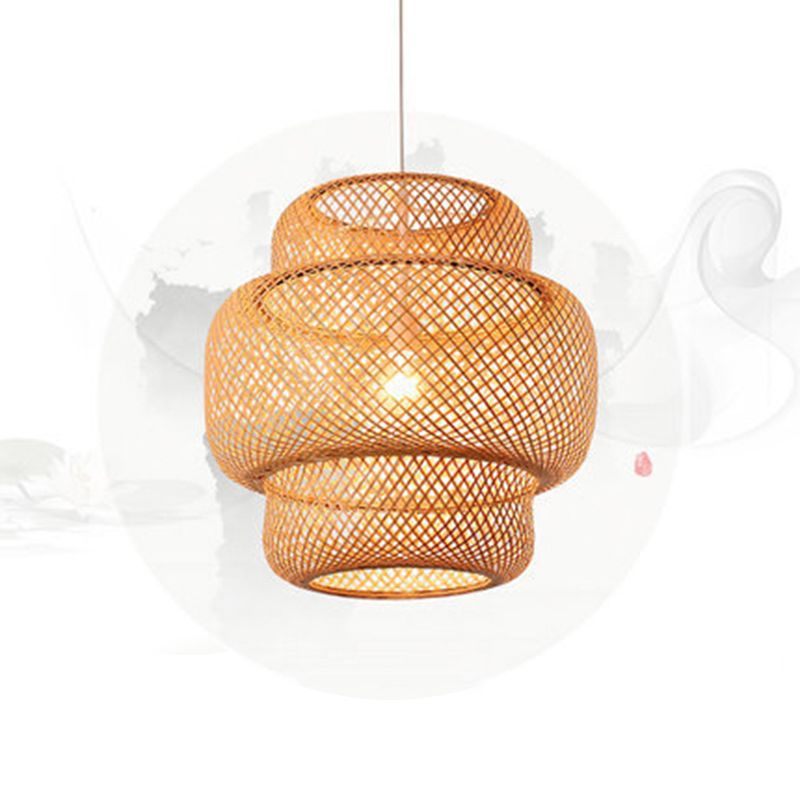 Lantern Restaurant Suspension Light Bamboo 1-LIGHT SIMPLICITY PENDANT LIGHTSURE