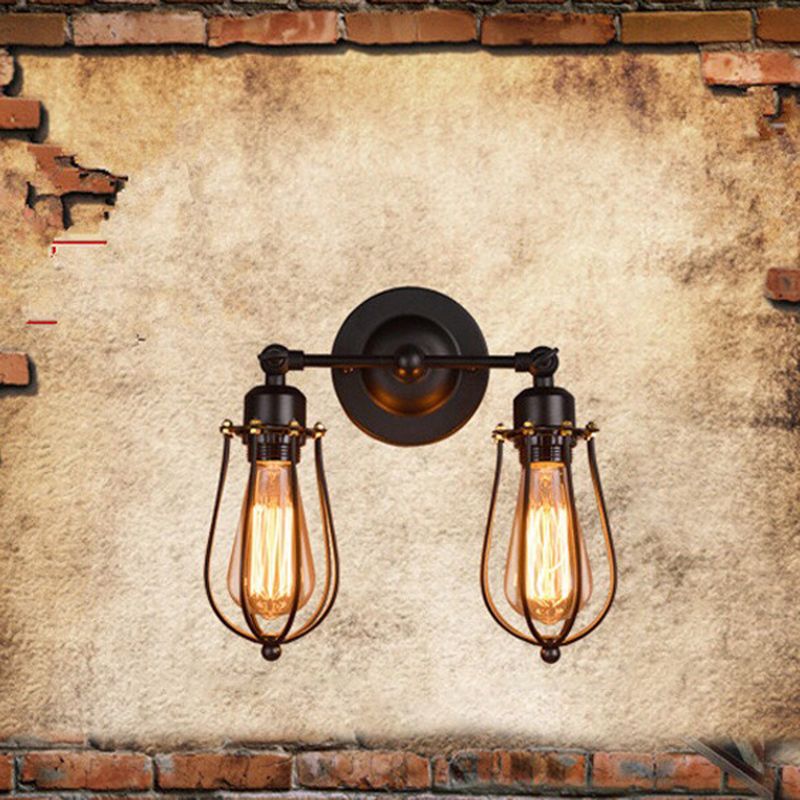 1 / 2 - Light Wall Sconce Iron Industrial Wall Light in Black / Distressed Copper