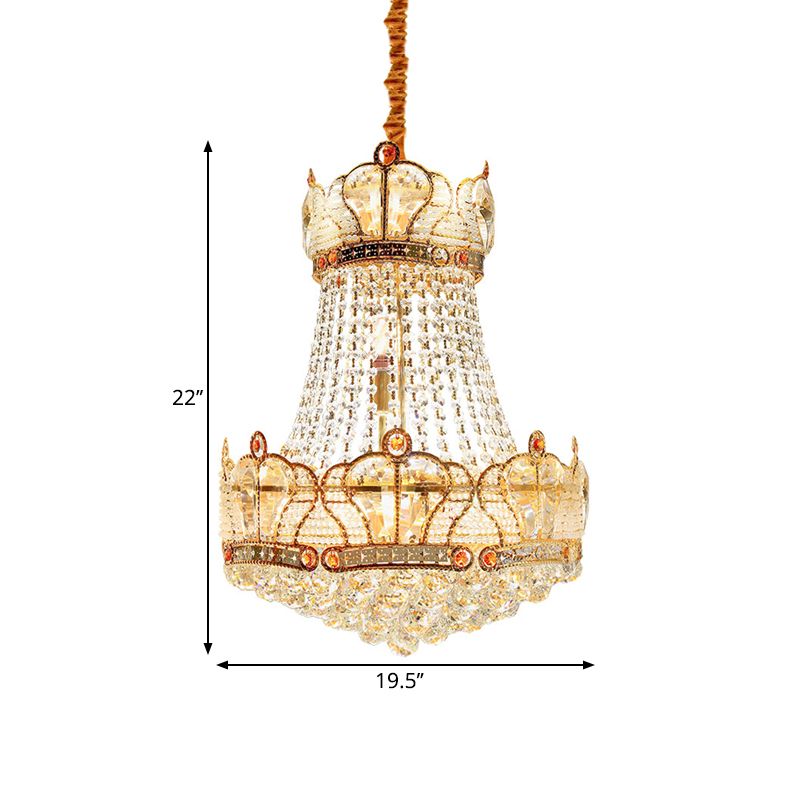 Basket Crystal Strand Chandelier Lampe Modern 8 lumières Gold Pendant Lighting pour le salon