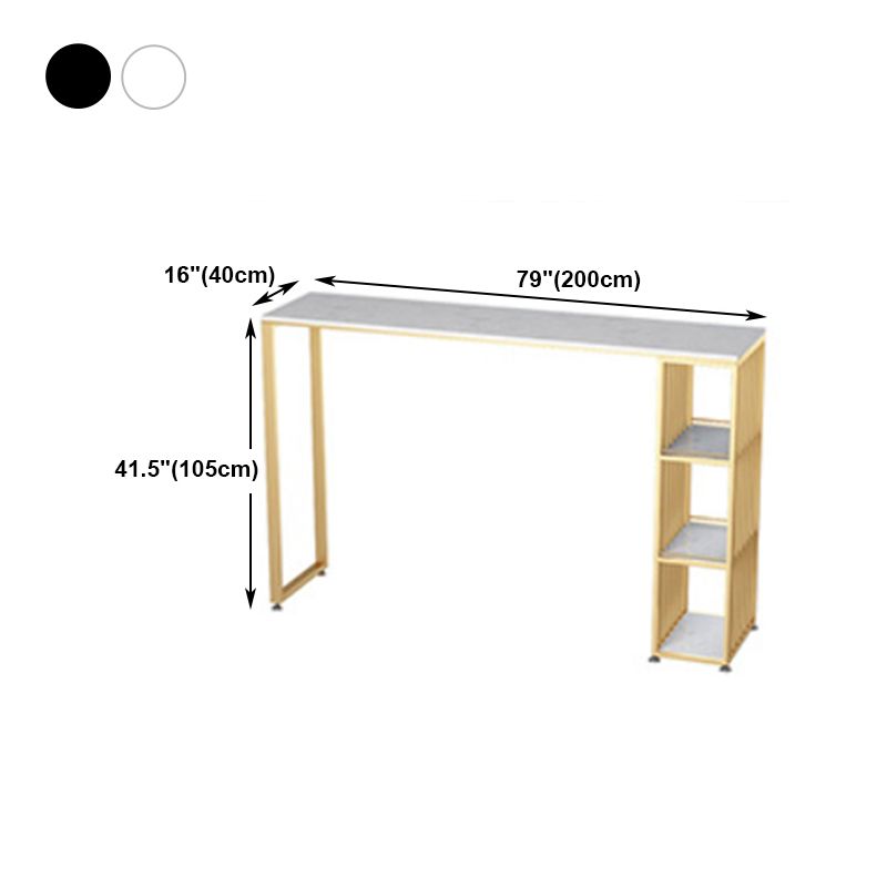 Glam Style Bar Table Artificial Marble Top Pub Table with Cabinet for Dining Room