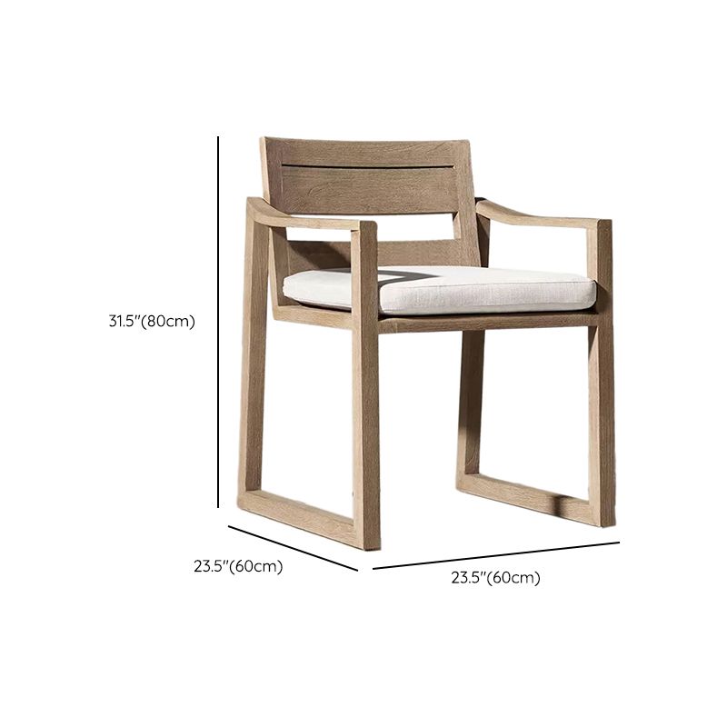 Contemporary Solid Wood Dining Armchair Open Back Outdoors Dining Chairs