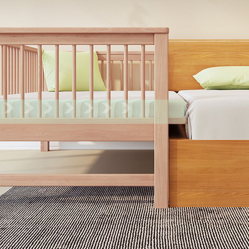 31.49" Tall Nursery Crib in Natural Baby Crib with Guardrails