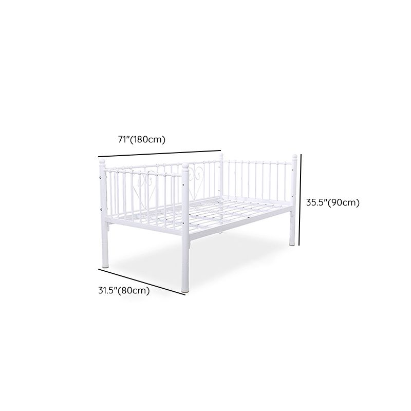 Metal Fixed Side Crib in White Mattress Included Crib with Guardrail