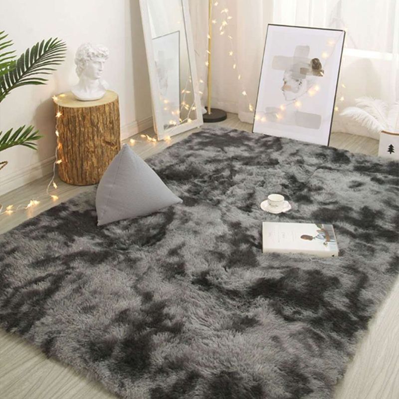 Multi Color Girls Room Rug Modern Tie Dye Rug Polyester Anti-Slip Machine Washable Stain Resistant Rug