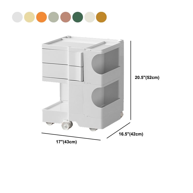 Modern Plastic Night Table Open Storage Night Stand with Wheels