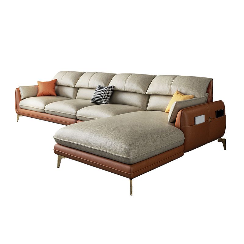 Scandinavian Pillow Top Arm Sectional with Storage for Four People