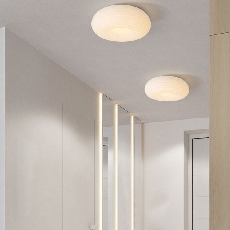 LED Modern Metal Flush Mount Circle Shape Ceiling Light with Plastic Shade for Living Room