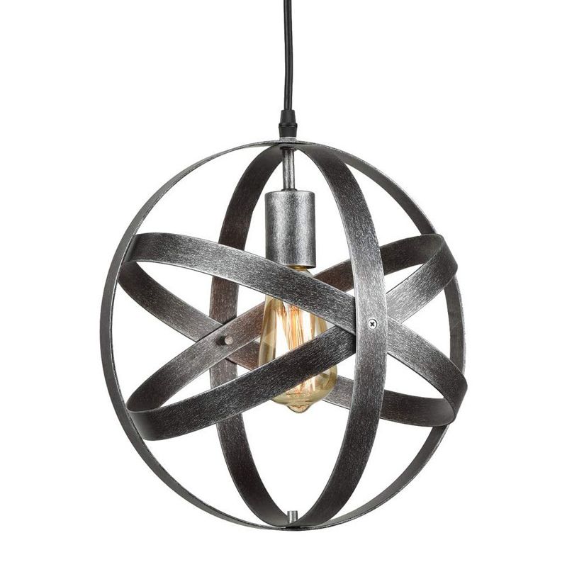 11.8" Diameter Globe Metal Cage Hanging Light Single Bulb Vintage Industrial Style Lighting Fixture for Bedroom