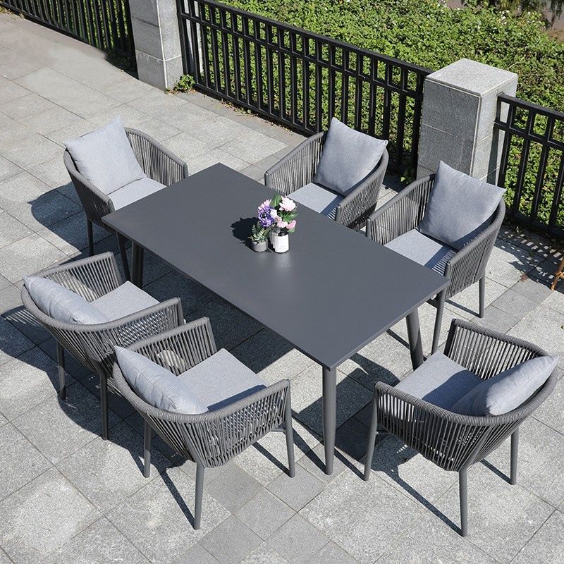 Modern Rectangle Aluminum Frame Patio Table Water and Rust Resistant Patio Table