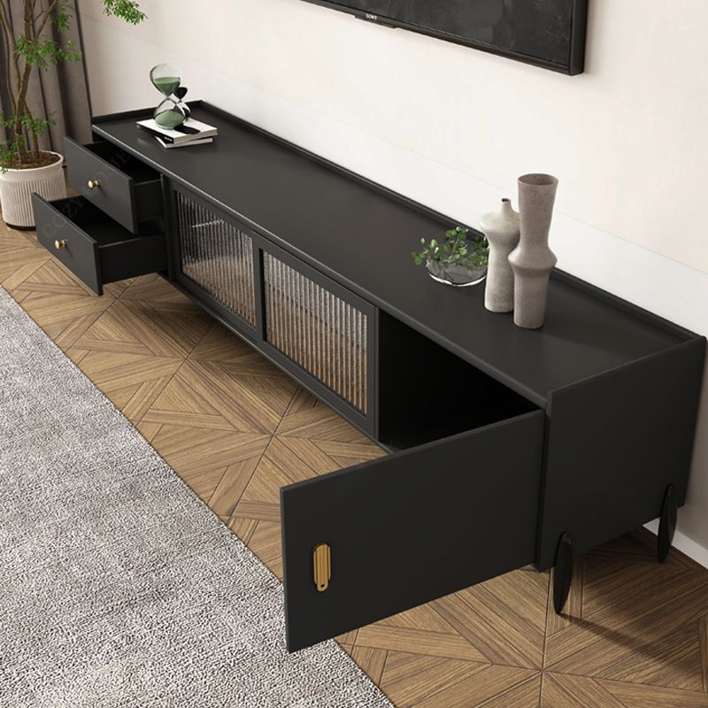 Industrial Rubber Wood TV Stand Enclosed Storage TV Media Console