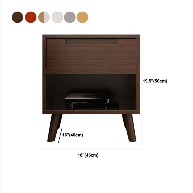 Contemporary Solid Wood Nightstand Drawers Bed Night Table Legs Included