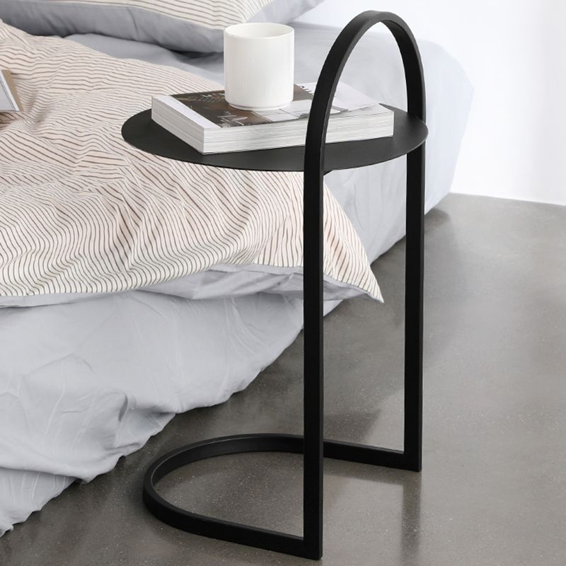 Metal Round Night Table Modern Non-Storage Legs Included Nightstand in Black/Gold