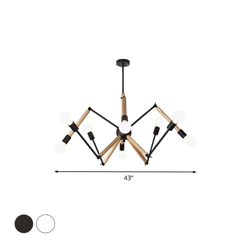 Suspension de forme d'araignée Lumière 8/10/12/16 Chandelier en métal contemporain à tête en noir / blanc pour le salon