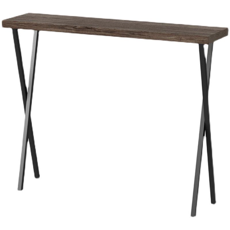 Solid Wood Mid-Century Console Table X-base Console Tabl in Dark Brown