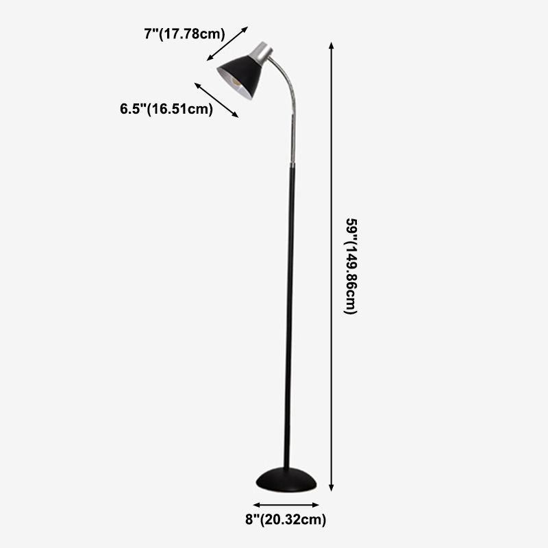 Modern Conical Floor Standing Light 1 Head Living Room Floor Lamp with Flexible Arm